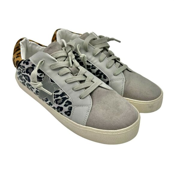 Madden Girl Larrk Grey Multi Animal Print Lace-Up Sneakers Size 7 - Picture 1 of 9
